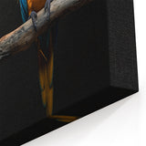 Elegant Blue and Gold Macaw Wall Art - Striking Parrot Canvas Decor