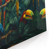 Tropical Parrot and Toucan Wall Art - Vibrant Jungle Canvas Print Decor