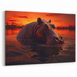 Majestic Hippo at Sunset - Wildlife Hippopotamus Canvas & Framed Art
