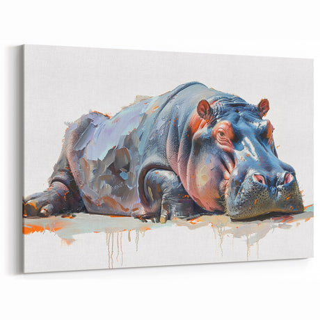 Resting Hippopotamus Wall Art - Safari Hippo Canvas & Framed Print
