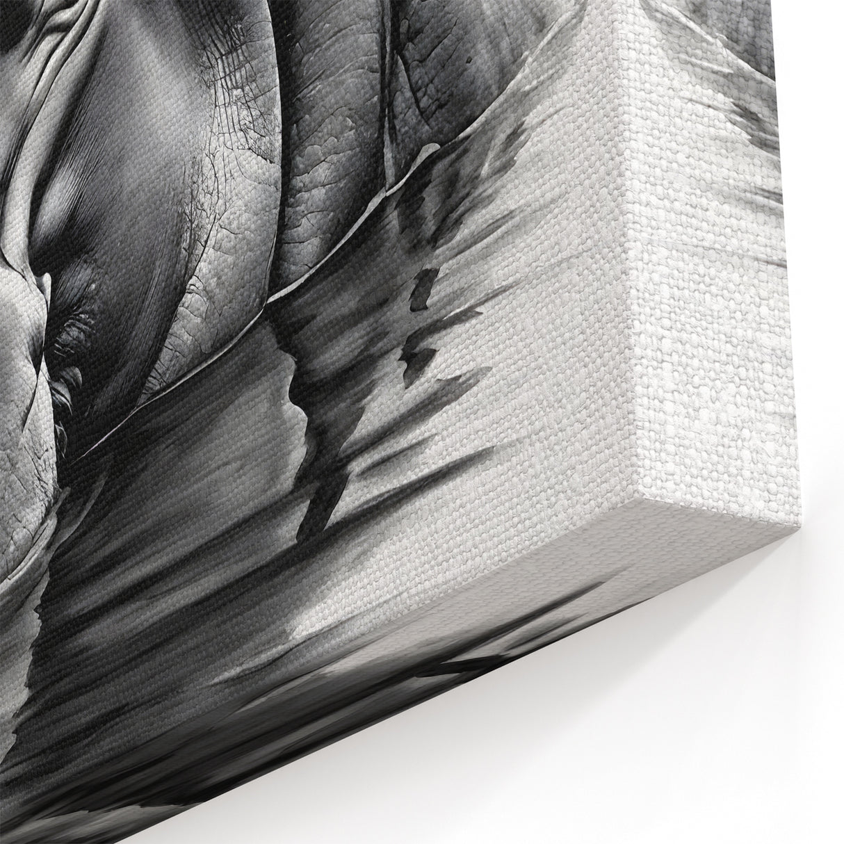 Black & White Hippopotamus Wall Art - Safari Hippo Canvas & Print