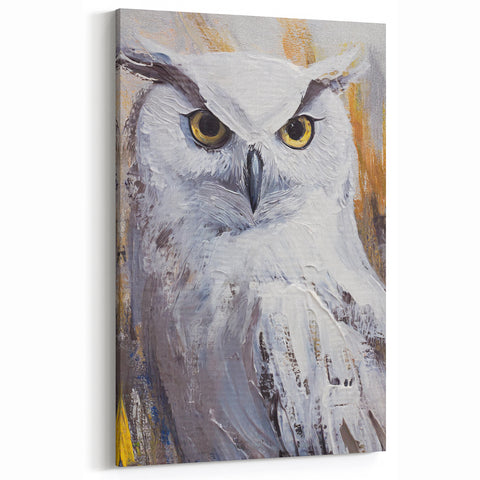 Textured White Owl Wall Art - Bold Owl Canvas & Framed Prints