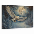 Moonlit Owl Wall Art - Mystical Owl in Flight Canvas & Framed Prints