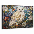 Stained Glass Owl Wall Art - Elegant Owl & Floral Canvas Prints