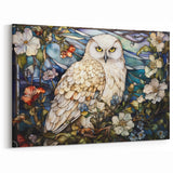 Stained Glass Owl Wall Art - Elegant Owl & Floral Canvas Prints