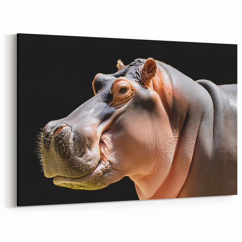 Graceful Hippo Profile Wall Art - Safari Wildlife Canvas & Print