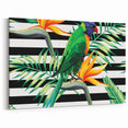 Tropical Parrot Wall Art – Bold Stripes and Bird of Paradise Decor