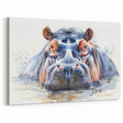 Vibrant Hippo Watercolor Wall Art - Safari Wildlife Canvas & Print