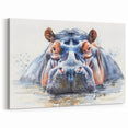 Vibrant Hippo Watercolor Wall Art - Safari Wildlife Canvas & Print