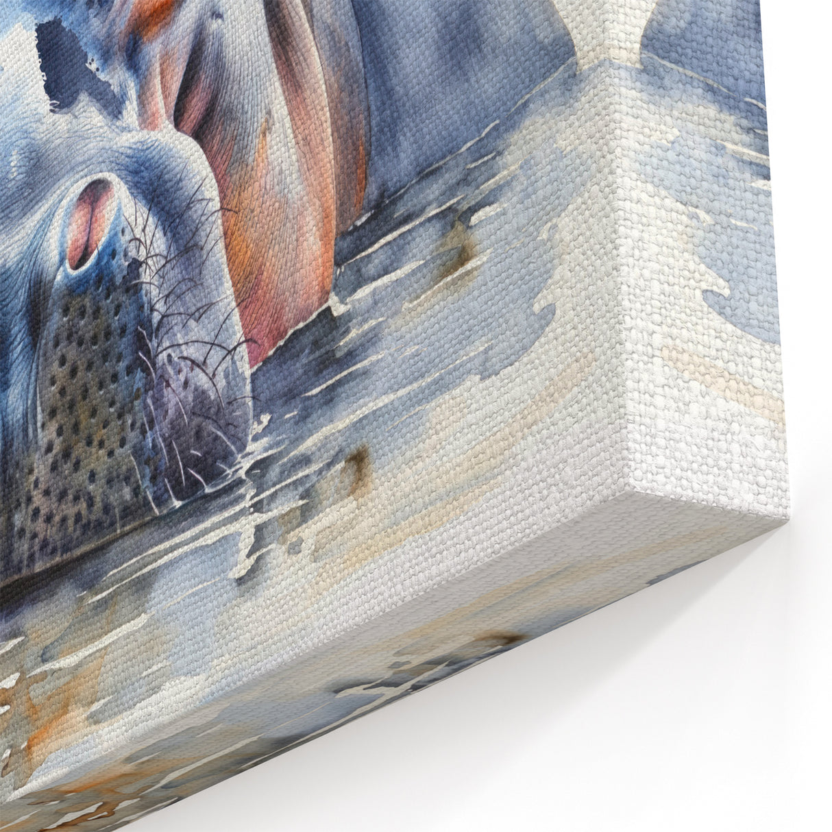 Vibrant Hippo Watercolor Wall Art - Safari Wildlife Canvas & Print
