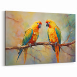 Sunlit Parrot Pair Wall Art – Vibrant Tropical Decor for Warm Spaces