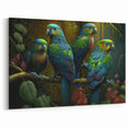 Majestic Parrot Group Wall Art – Elegant Jungle Decor for Dramatic Spaces