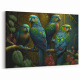 Majestic Parrot Group Wall Art – Elegant Jungle Decor for Dramatic Spaces