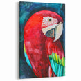 Vibrant Red Parrot Watercolor Art – Bold and Expressive Parrot Decor