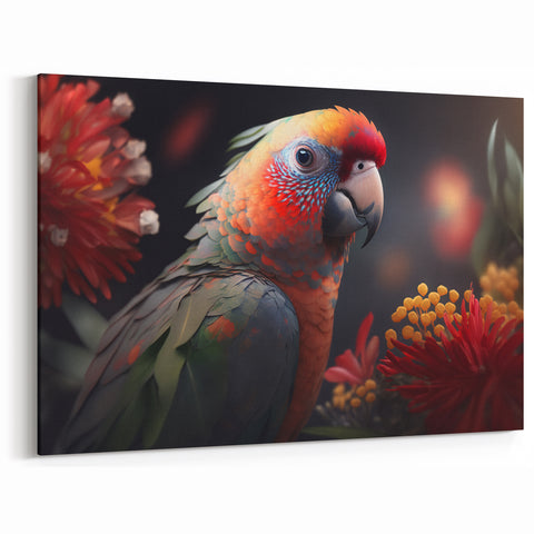 Elegant Parrot and Floral Wall Art – Vibrant Nature-Inspired Decor