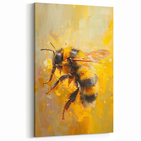 Vibrant Bee Wall Art - Bumblebee Canvas Print for Nature-Inspired Decor