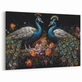 Majestic Peacock Pair Wall Art - Elegant Floral Peacock Canvas Decor