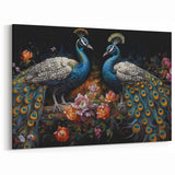 Majestic Peacock Pair Wall Art - Elegant Floral Peacock Canvas Decor