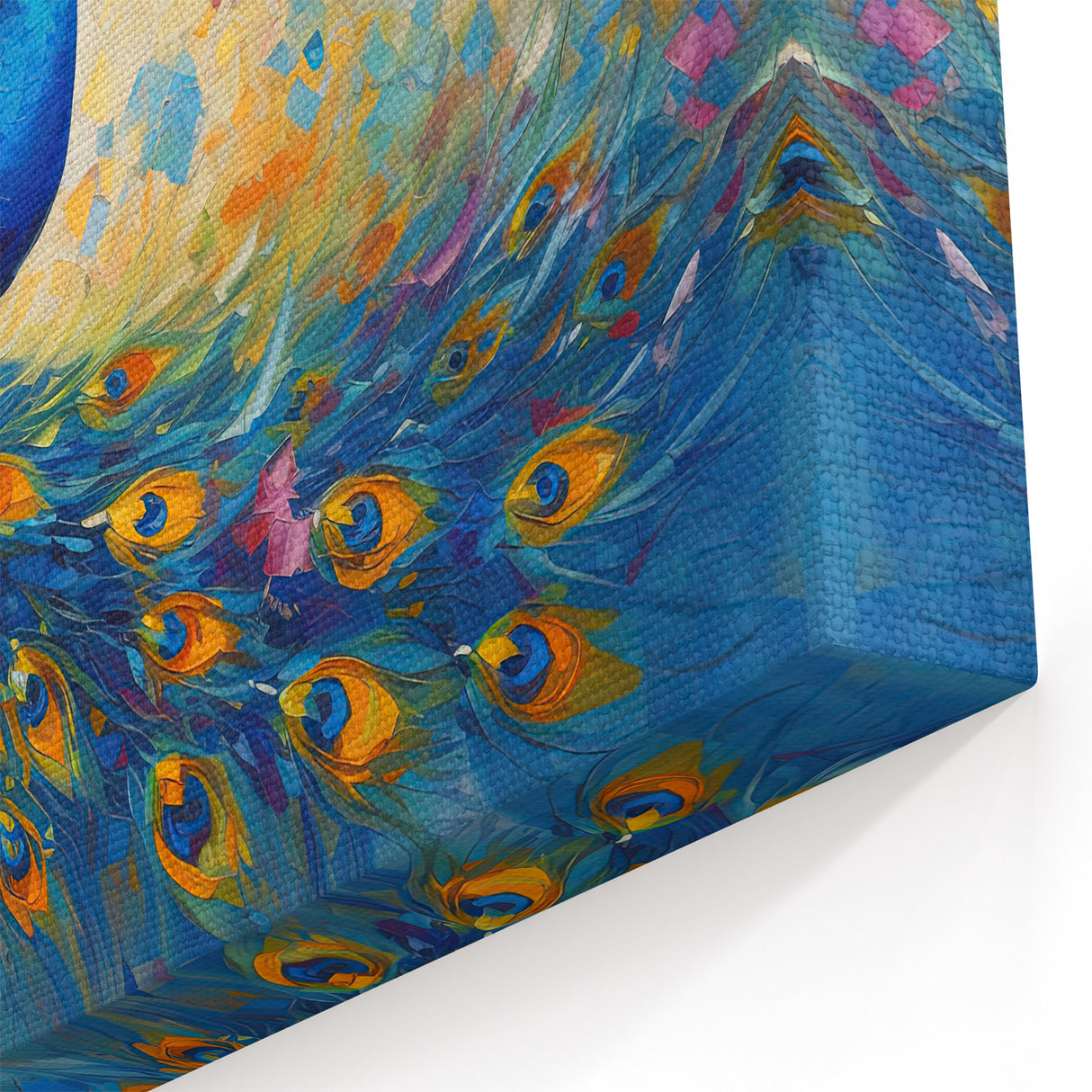 Vibrant Peacock Explosion Wall Art - Colorful Abstract Canvas Decor