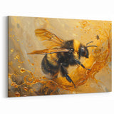 Honey Bee in Motion Wall Art - Dynamic Bumblebee Canvas Print Decor