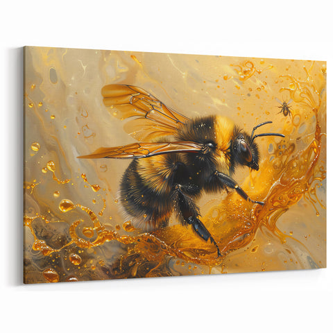 Honey Bee in Motion Wall Art - Dynamic Bumblebee Canvas Print Decor