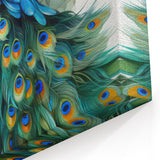 Graceful Peacock Wall Art - Elegant Blue and Green Canvas Print