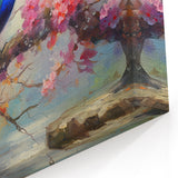 Peacock in Bloom Wall Art - Vibrant Cherry Blossom Canvas Print