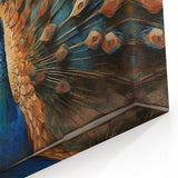Abstract Peacock Glory Wall Art - Bold Blue and Orange Canvas Print