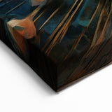 Abstract Peacock Glory Wall Art - Bold Blue and Orange Canvas Print