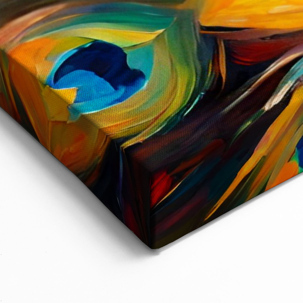 Vibrant Peacock Burst Wall Art - Dynamic Blue and Orange Canvas Print