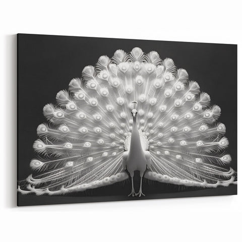 Elegant Peacock Wall Art in Monochrome - Premium Peacock Decor Print