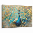 Vibrant Peacock Wall Art with Gold Accents - Stunning Peacock Decor Print