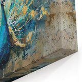 Vibrant Peacock Wall Art with Gold Accents - Stunning Peacock Decor Print