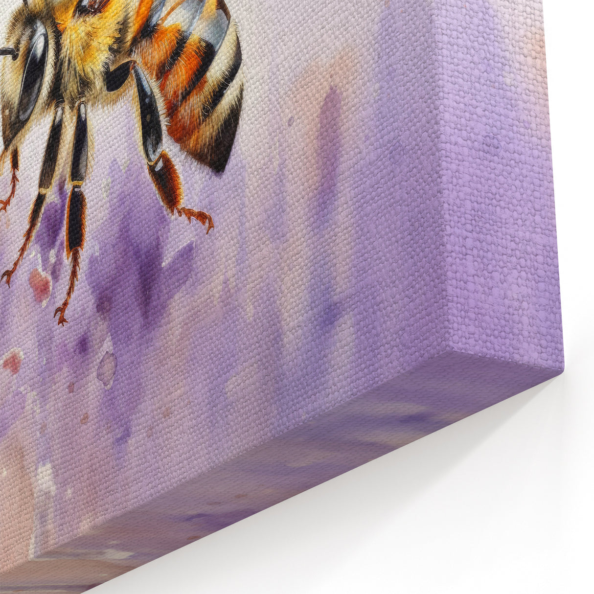 Honeybee with Lavender Wall Art - Floral Bumblebee Canvas Print Decor