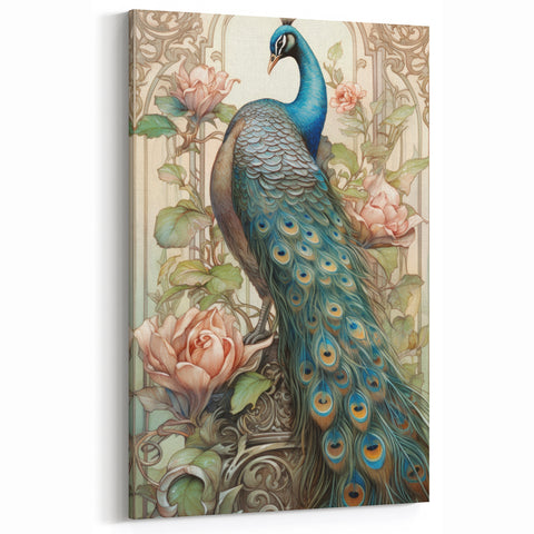 Art Nouveau Peacock Wall Art - Elegant Peacock Decor Print