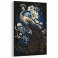 Majestic Peacock Wall Art in Black and Blue - Elegant Peacock Decor
