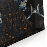 Majestic Peacock Wall Art in Black and Blue - Elegant Peacock Decor