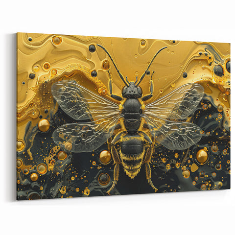 Bee Wall Decor - Luxurious Gold and Black Bee Art for Elegant Spaces