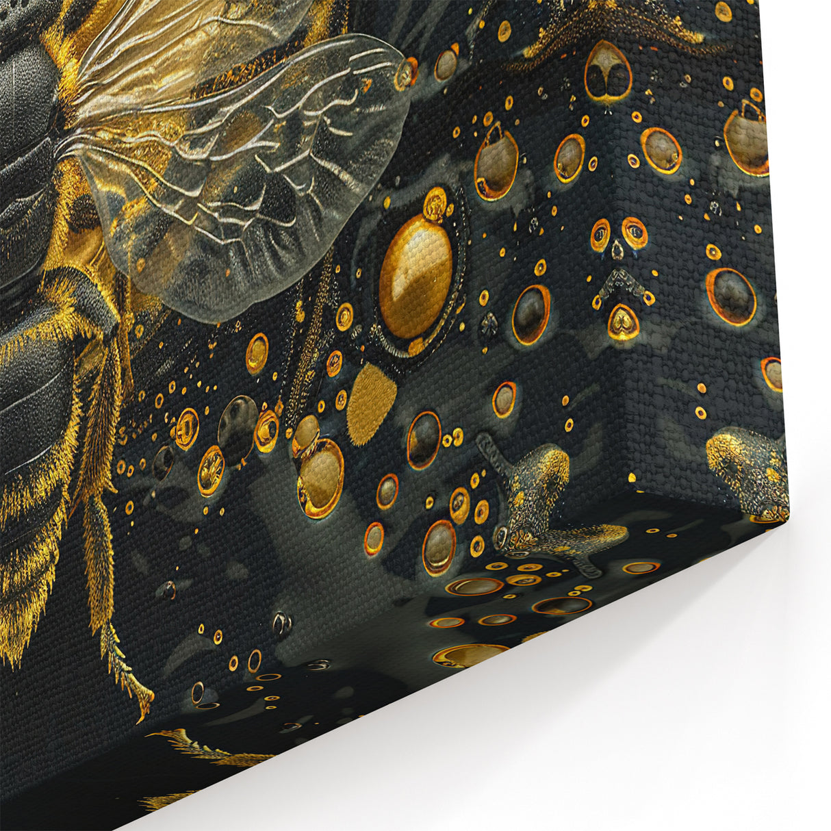 Bee Wall Decor - Luxurious Gold and Black Bee Art for Elegant Spaces