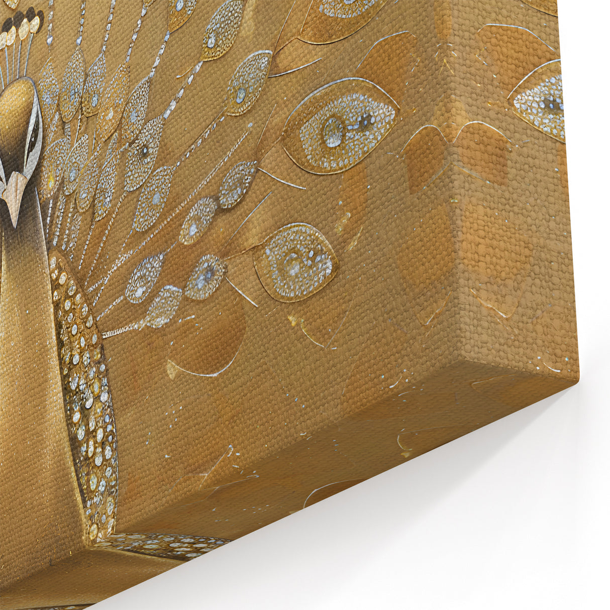 Golden Peacock Wall Art - Luxurious Peacock Decor Print