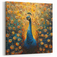Vibrant Peacock Wall Art in Blue and Gold - Stunning Peacock Decor