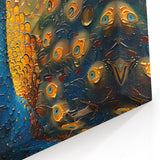 Vibrant Peacock Wall Art in Blue and Gold - Stunning Peacock Decor