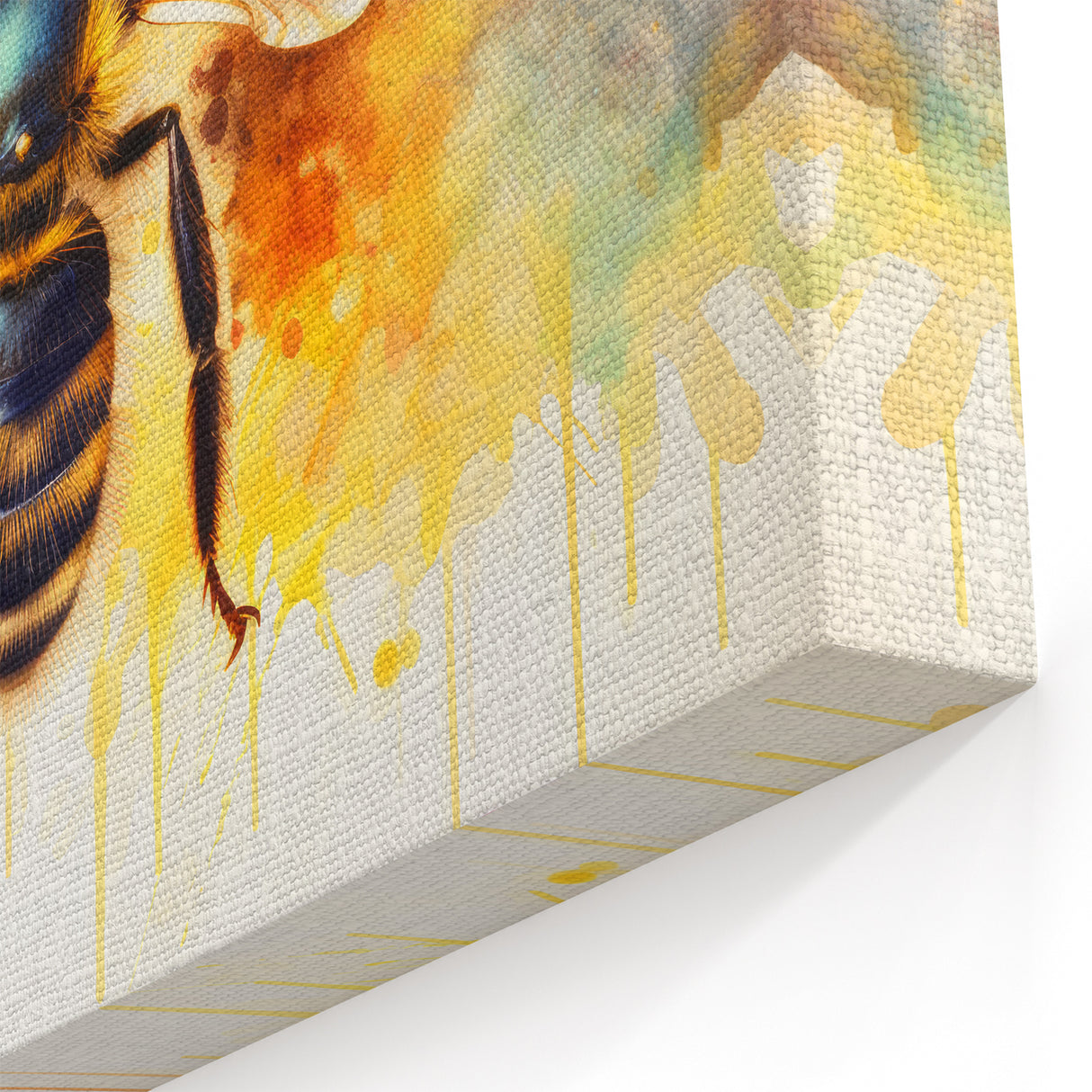 Abstract Bee Wall Art - Vibrant Watercolor Bumblebee Canvas Print
