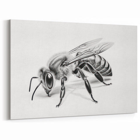 Bee Art Poster - Minimalist Black and White Bee Illustration for Home Decor