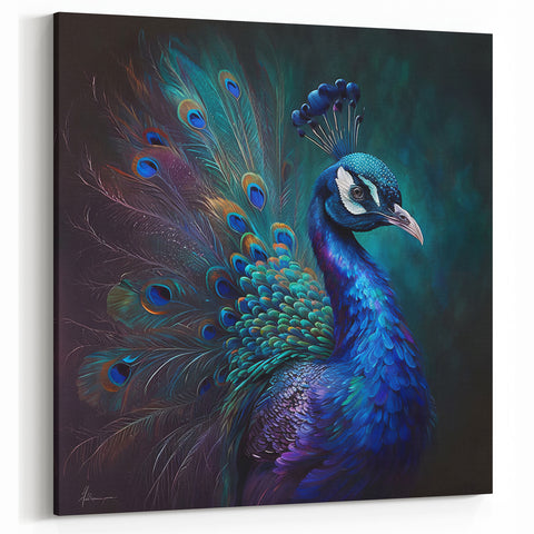 Vibrant Blue Peacock Wall Art - Stunning Peacock Decor Print