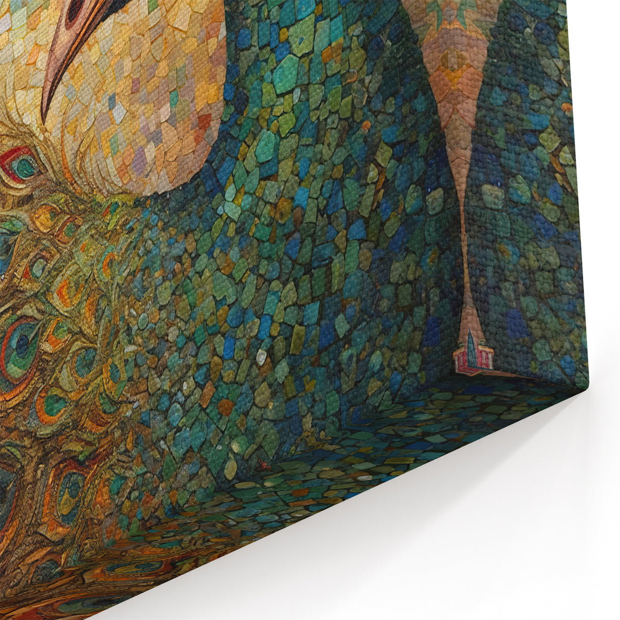 Mosaic Peacock Wall Art - Colorful and Intricate Peacock Decor Print