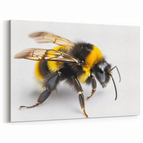 Close-Up Bumblebee Wall Art - Minimalist Nature-Inspired Canvas Print