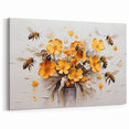 Bee Canvas Print - Bright Floral Bee Wall Art for Nature-Inspired Decor