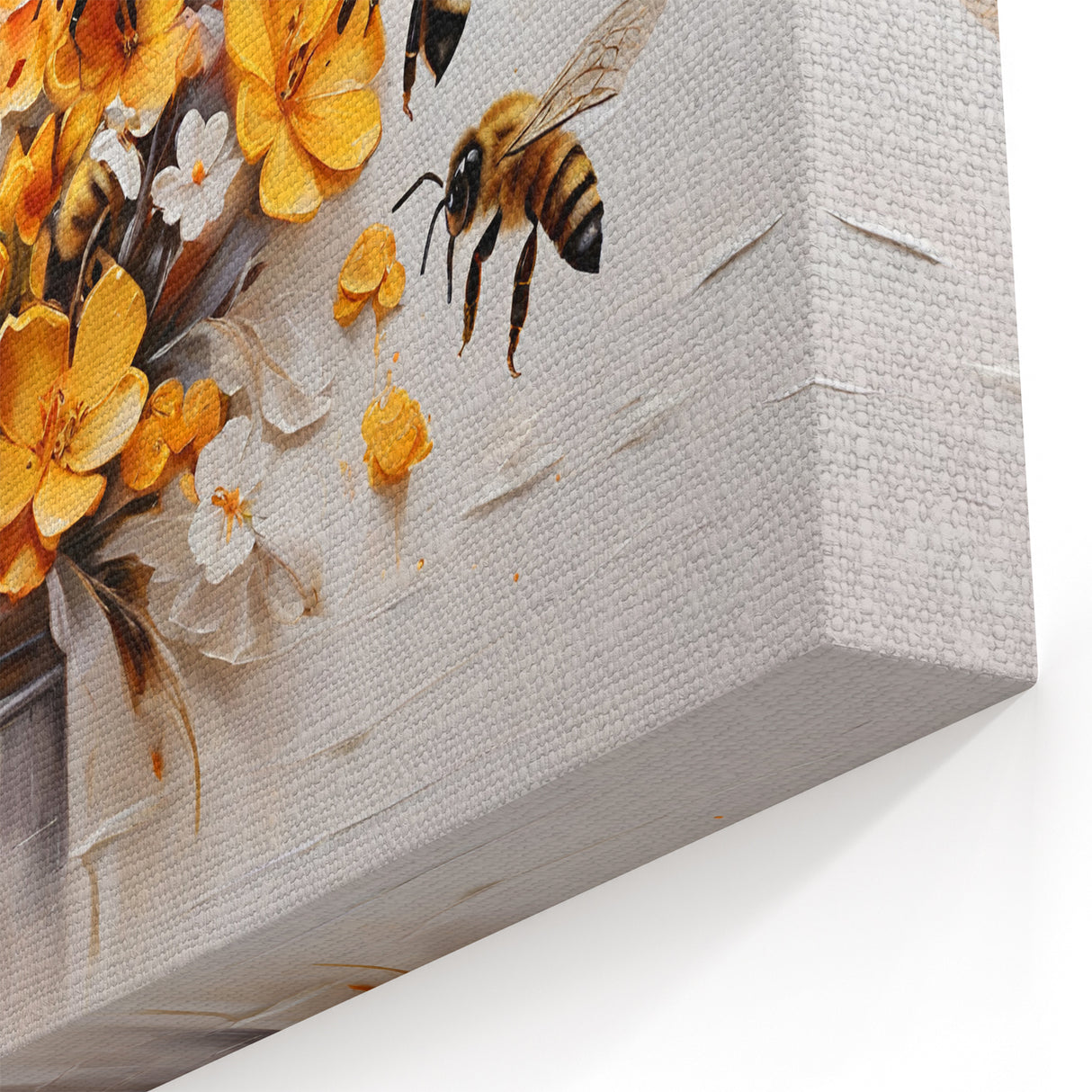 Bee Canvas Print - Bright Floral Bee Wall Art for Nature-Inspired Decor