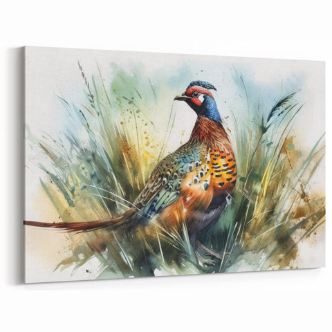 Watercolor Pheasant Wall Art - Vibrant Wildlife Canvas & Print Decor